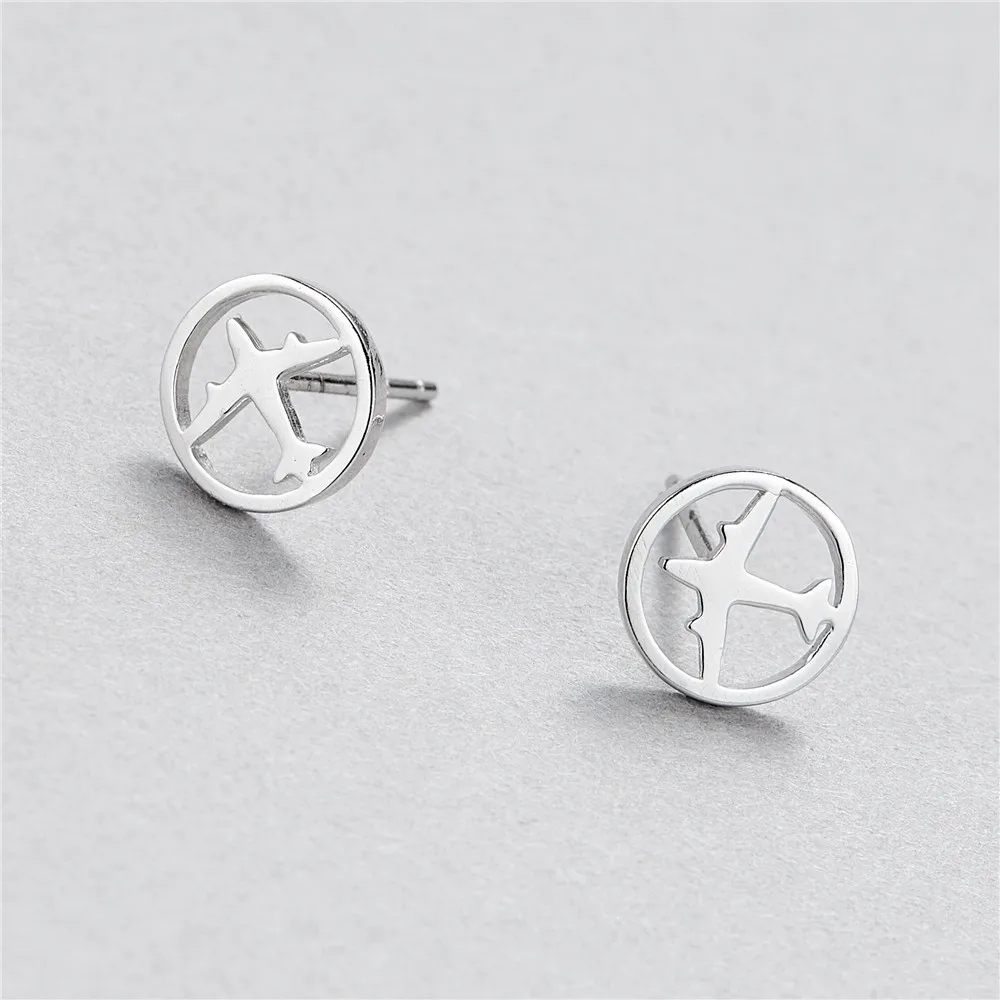 plane aircraft earrings 100% 925 Sterling silver Jewelry fashion Hypoallergenic Stud earrings for women girl gift