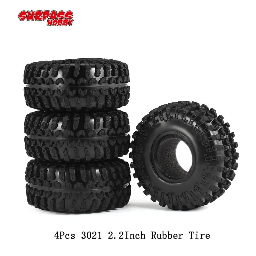 

SURPASS HOBBY 4pcs 3021 2.2Inch Rubber Tire Tyre Set for 1/10 Axial SCX10 RR10 Wraith 90056 90045 RC Rock Crawler Truck