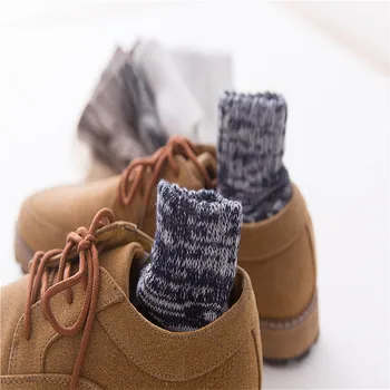 

5 Pairs/lot Men Spring Autumn Double Needle Knitted Wool Socks Solid National Style Socks Breathable Casual Socks Male BOC487