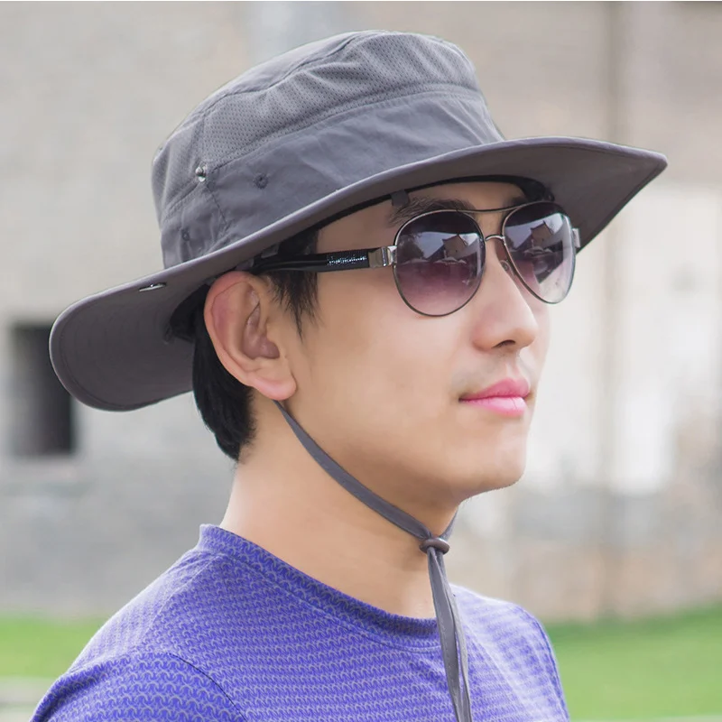 Men Women Outdoor Sun Hat Wide Brim UPF 50+ Summer Mesh Cap Removable Neck&Face Flap Cover Outdoor Caps Sun Protect Male Hats (7)