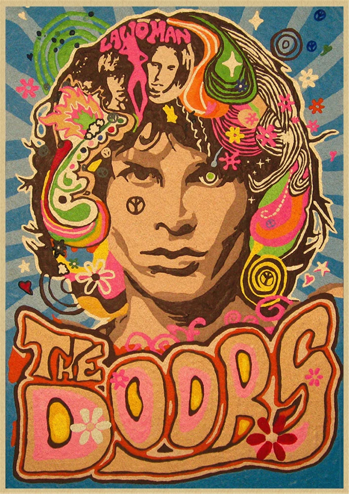 Винтаж Ретро Рок-Группа Музыка двери Jim Morrison матовая крафт-бумага плакат стены стикеры домашний декор