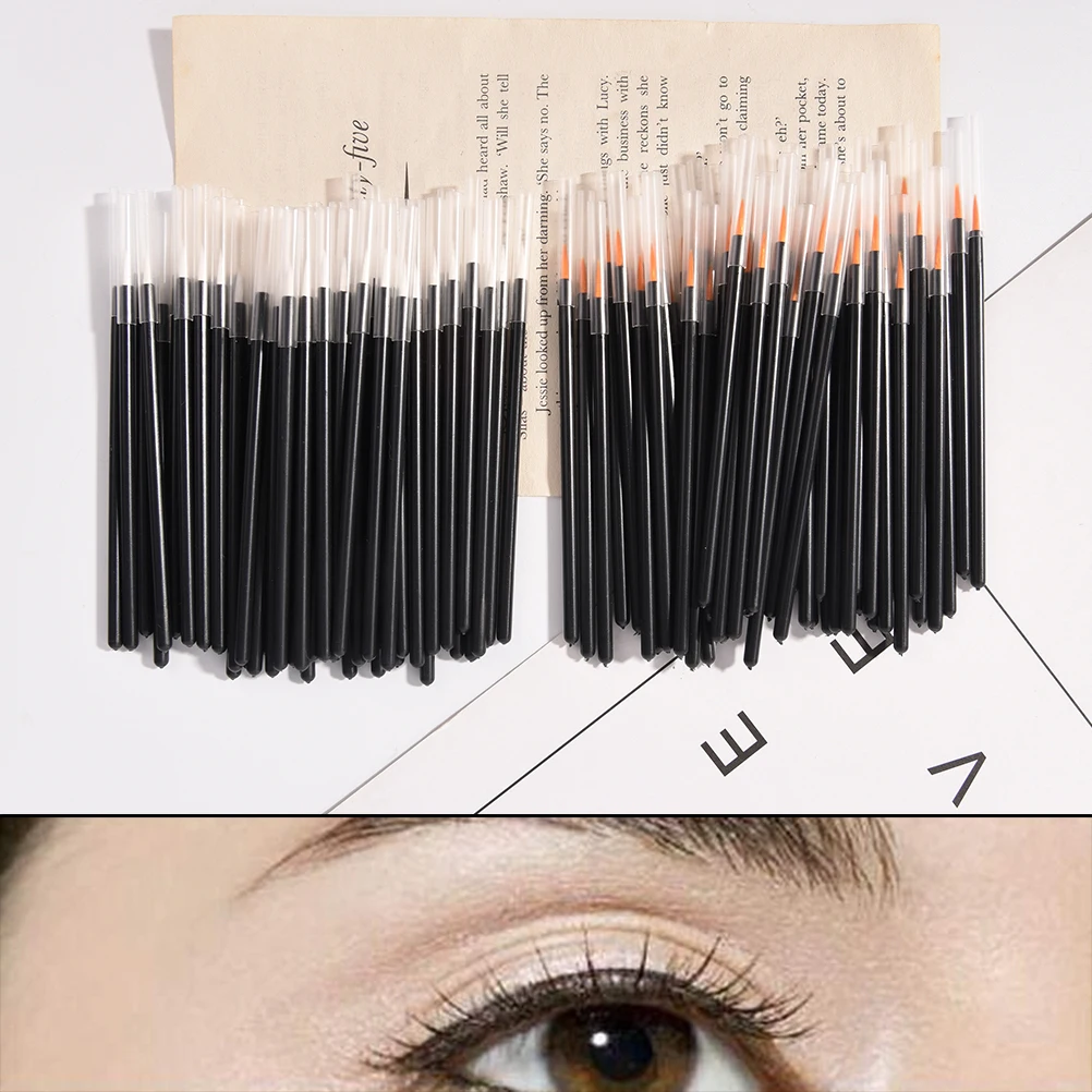 50PCS Eye Lip Makeup Micro One Off Eye Liner Liquid Wand Applicator