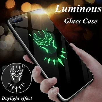 

Coque Marvel Avengers Batman Black Panther Spiderman Superman Glowing Glass Case (for iPhone X 7 8 6 6s Plus 5s SE XS Max Case)