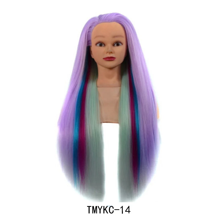 

Eunice Mixed Color Mannequin Rainbow Colorful Long Straight Synthetic Training Head Heat Resistant Fiber Makeup For Teaching