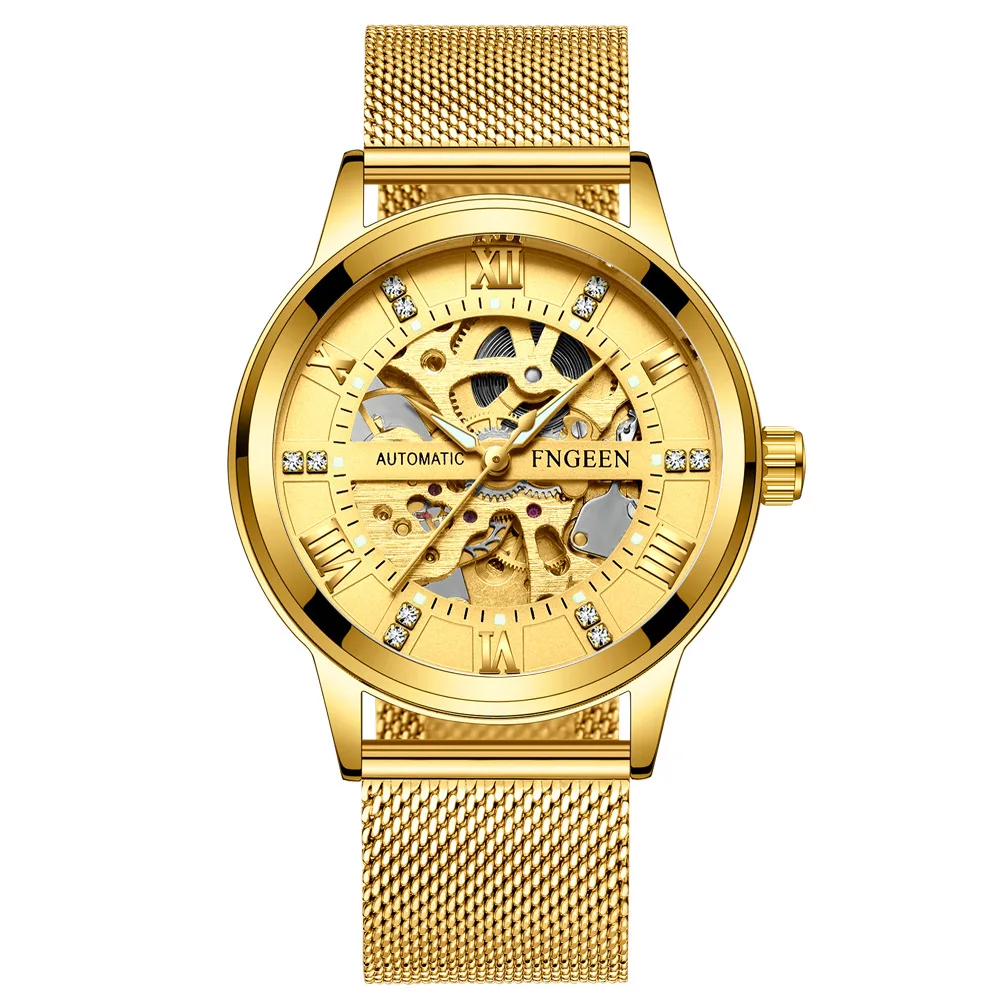 Automatic Mechanical Meter  Hollow Nightlight Waterproof Watch Dress Mechanics Pointer Couple Watches ZF9787