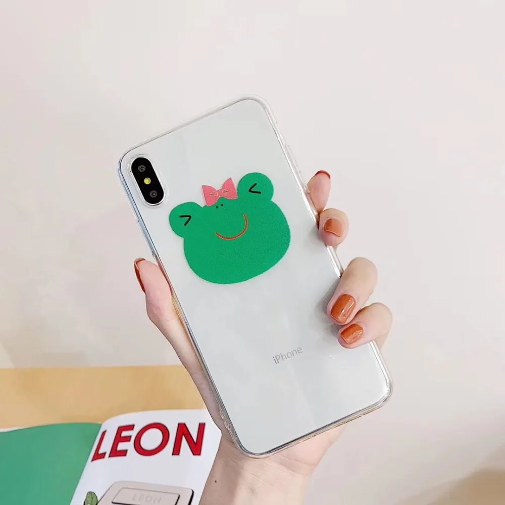 Funny Transparent Frog prince Lovely couple soft shell For iPhone 7 7Plus 6 6S 6Plus 8 8Plus X XR XS Max TPU Anti-fall Phone case03