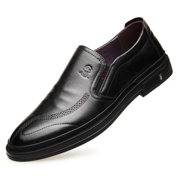 

2019 Famous brand comfortable men's casual shoes Genuine Leather business casual round head soft bottom soft leather shoes men