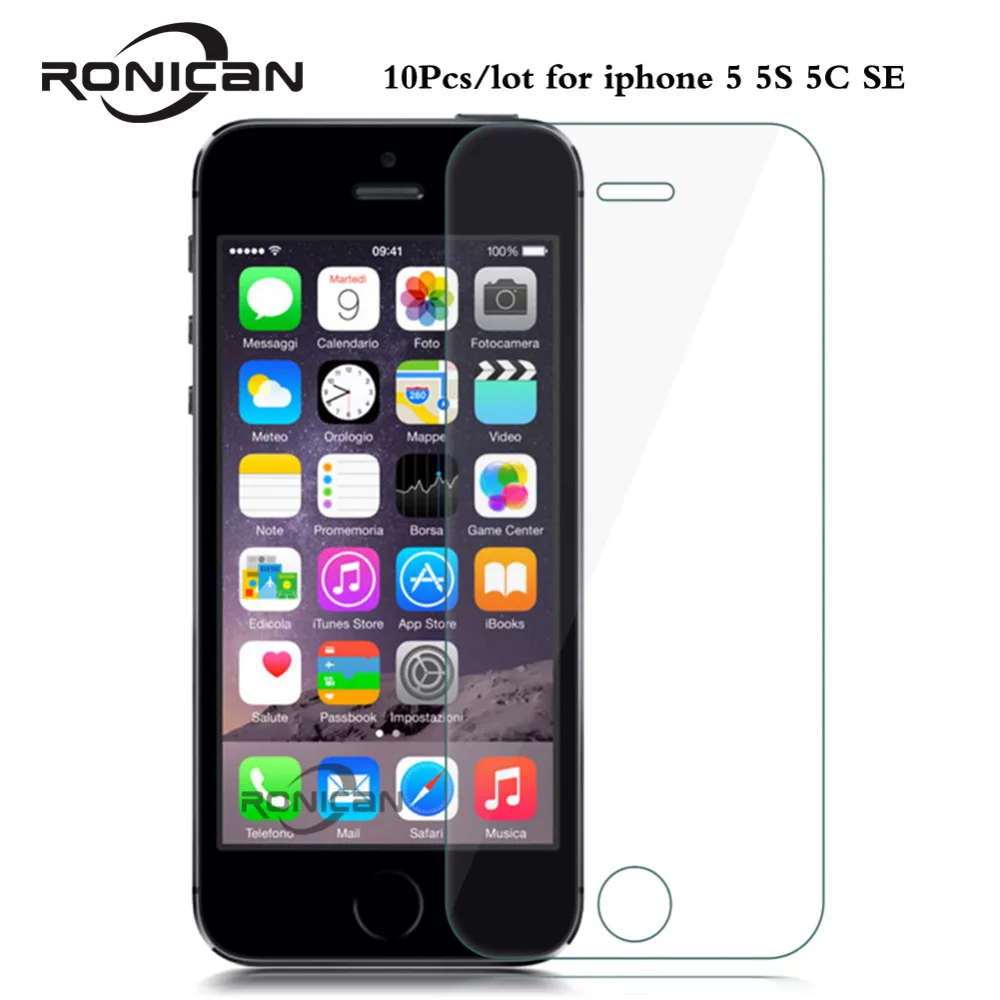 10 шт./лот для iphone 5 Закаленное стекло 5C Защита экрана 5s SE Стекло 9H 2.5D 0 26 мм Жесткая