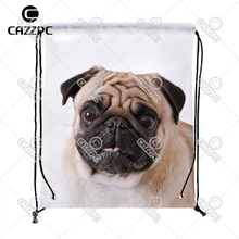 Милая собака мопс большой мордочкой костюм Индивидуальный принт нейлон ткань шнурок рюкзак подарочный