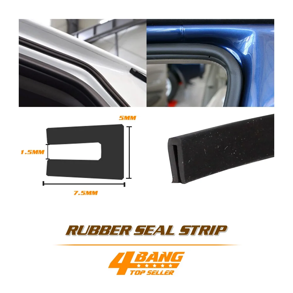 7.5mmx5mm U Channel Black Pillar Edge RV Trim Rubber Car Truck Trailer