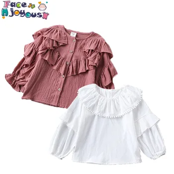 

Girls Blouses 2019 Autumn School Girl Blouse Cotton Baby Girl Clothes Child Shirts Long-sleeve Tops Tees Children Clothing 2-6Y