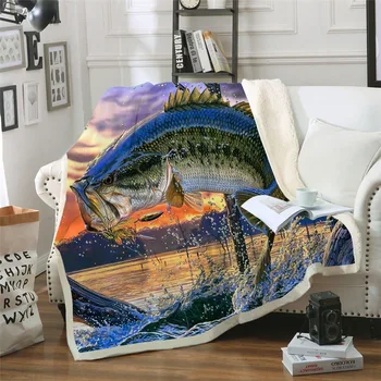 

Jumping Fishes 3D Printed Bedspread Sherpa Blanket Couch Cover Travel Youth Bedding Outlet Velvet Plush Throw Fleece Blanket New