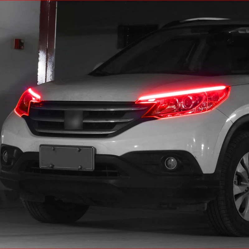 2X60 см 12 В световой сигнал поворота гибкие силиконовые Автомобильные светодиодные полосы света дневные ходовые огни трубки авто DRL синий/белый/желтый/красный
