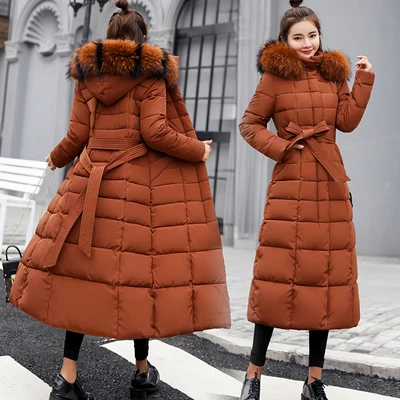 caramel colour y17 Съемный большой меховой воротник пальто с капюшоном зимняя Толстая теплая хлопковая одежда женская зимняя новая Корейская кружевная тонкая парка пальто - Цвет: caramel colour y17
