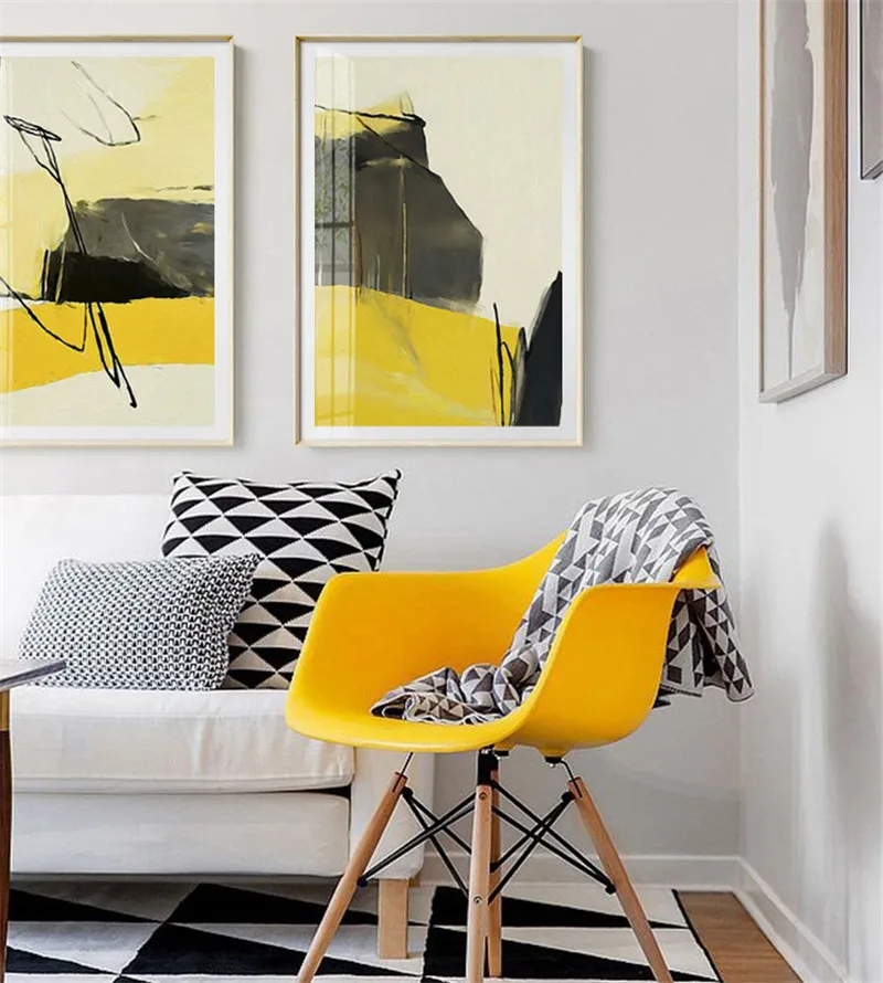Yellow Abstract Geometry Canvas Art Print Painting Nordic Poster Posters And Prints Wall Pictures For Living Room DecorUnframed