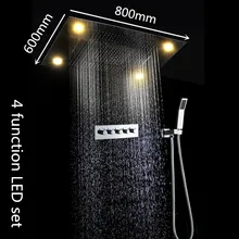 Embedded ceiling bathroom shower set 600*800mm Remote Control Color change luxury shower with high flow mixer faucet set