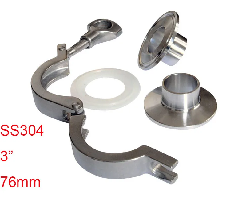 One Set SS304 Stainless Steel Material 3" Sanitary Welding Type Tri