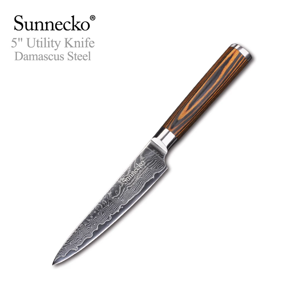 SUNNECKO 5 &quotдюймовый дамасский универсальный нож VG10 Сталь Кухня ножи 59 60HRC сильный