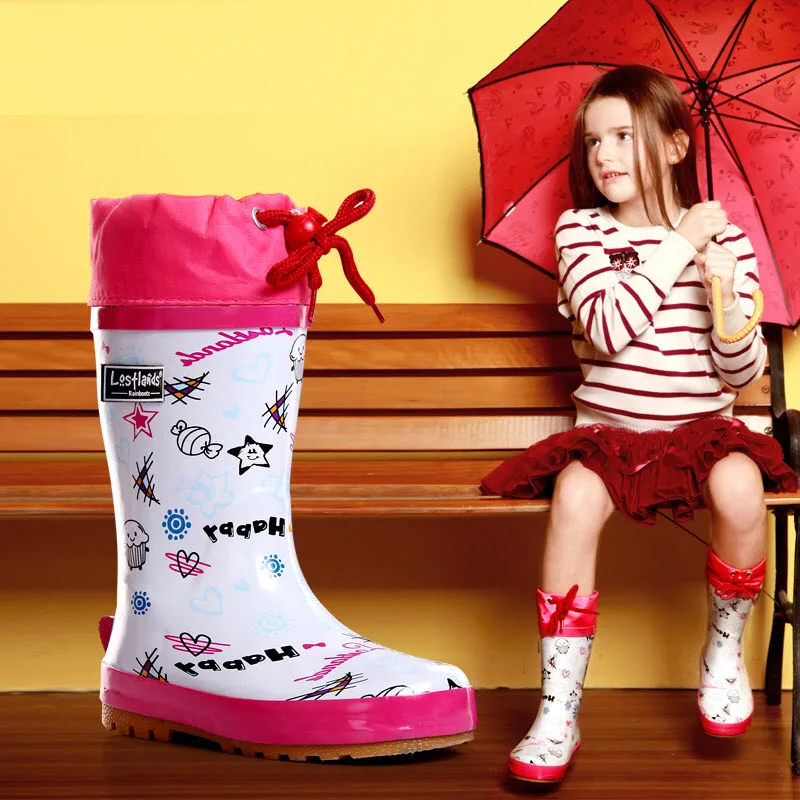 

Free shipping Kids Rain Boots Girl children Overshoes Flat Water Shoes Rubber Student Shoes Outdoor Waterproof girl Rainboots