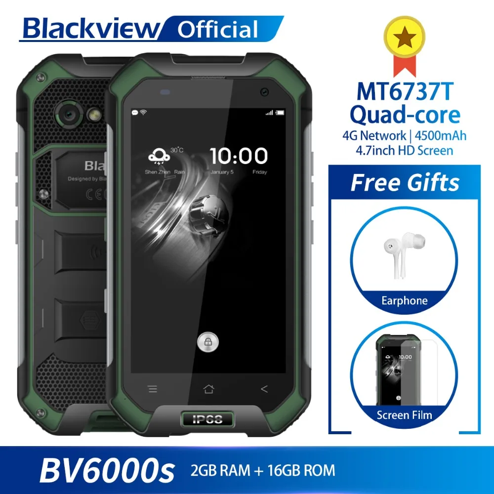 Blackview BV6000S IP68 Водонепроницаемый MT6737T четырехъядерный Android 7 0 2 ГБ Оперативная