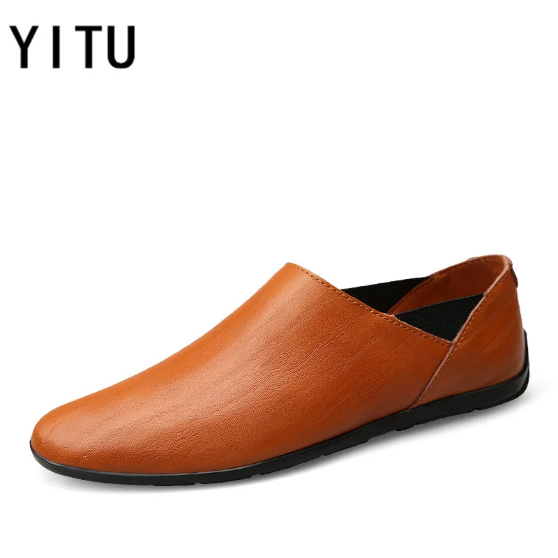 

YITU Summer Genuine Leather Walking Shoes Men Flexible And Soft Breathable Walking Sneakers Non-slip Super Light Shoes Freeship