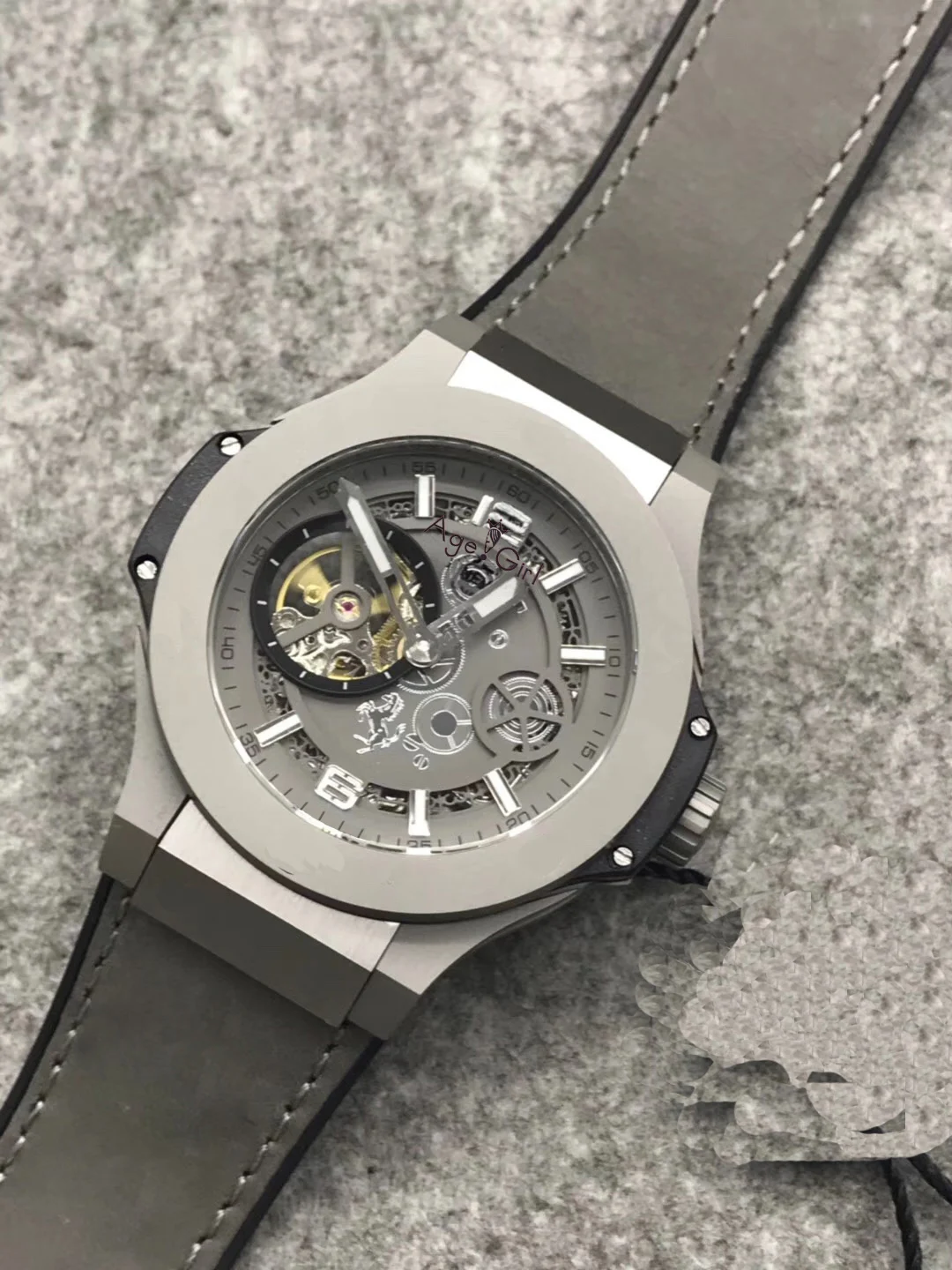 

Luxury Brand New Men Watch Silver Black Grey Titanium Brown Leather Automatic Mechanical Sapphire Tourbillion Watches Waterproof