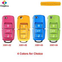 Keyecu 1 pc xhorse x001 série colorida (rosa amarelo azul verde) V-W b5 estilo universal remoto chave fob 3 botão para vvdi chave ferramenta