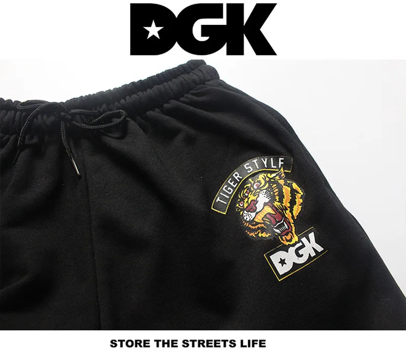 Летний стиль шорты Dgk Для мужчин Для женщин высокое Качественный хлопок Тигр шорты Dgk модная уличная шнурком шорты DGK