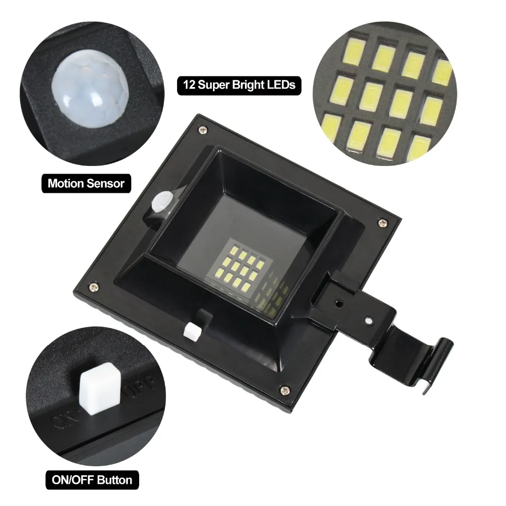 Sensor à Prova Iluminação do Ponto Luz de Rua ao ar T-sunrise Pacote Solar Dwaterproof Água Calha Livre Caminho Lâmpada Parede Diodo Emissor Luz 4 Led 7 prova dwaterproof água solar calha luz de