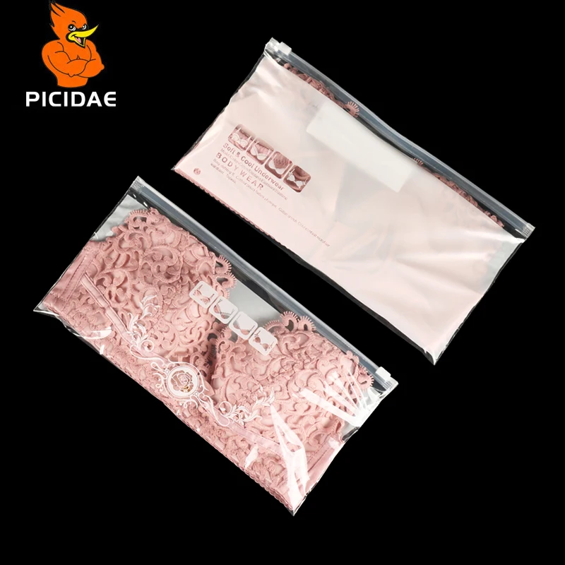 

Bra Ms underwear white print pattern woman Transparent Reseal package bag plastic Horizontal dedicated slide valve zipper lock