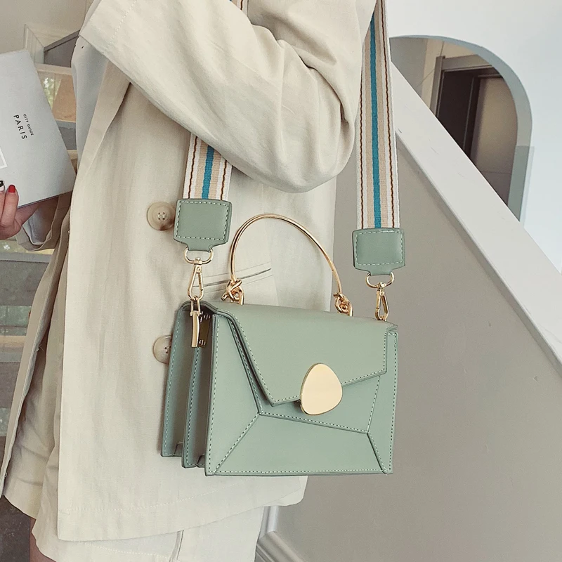 Contrast color Leather Crossbody Bags For Women 2019 Travel Handbag Fashion Simple Shoulder Messenger Bag Ladies Cross Body Bag
