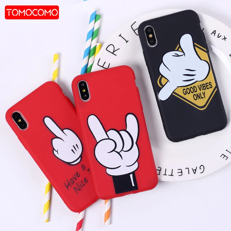 

Cartoon Hand Gesture Pattern Soft Silicone Phone Case Coque Fundas For iPhone 11 Pro Max 6 6Plus 7 7Plus 8 8Plus X XS Max