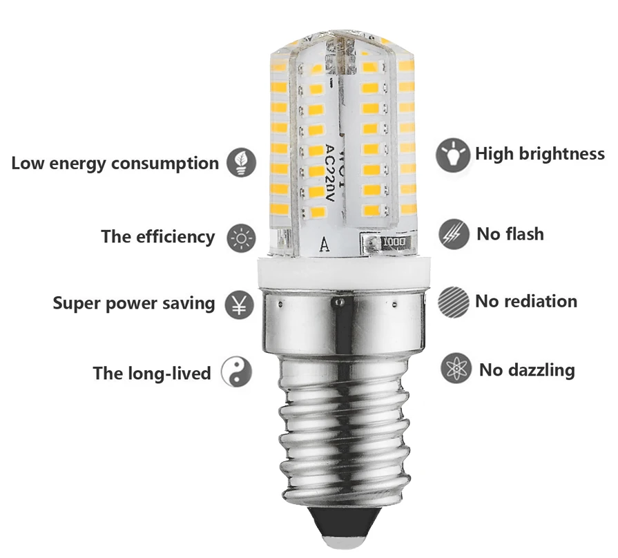 6X E14 Светодиодная лампа с регулируемой яркостью 110 В 220 в 3 Вт LED Bombilla 64LED 3014SMD Замена