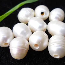 Горячая оптом 50 шт пресноводные жемчужные белые бусины 9-11 мм натуральные яйца большие 2 мм Ювелирные изделия