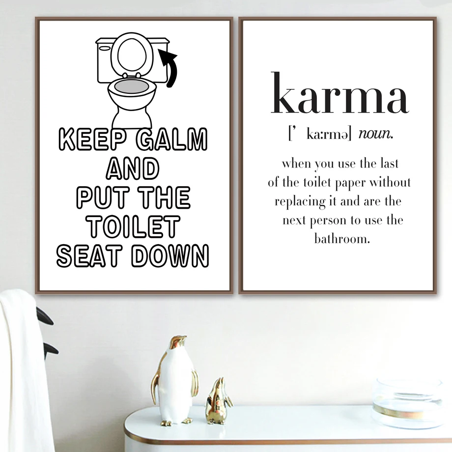 WC Toilet Paper Карма Цитата Забавный постер настенный художественный холст картина