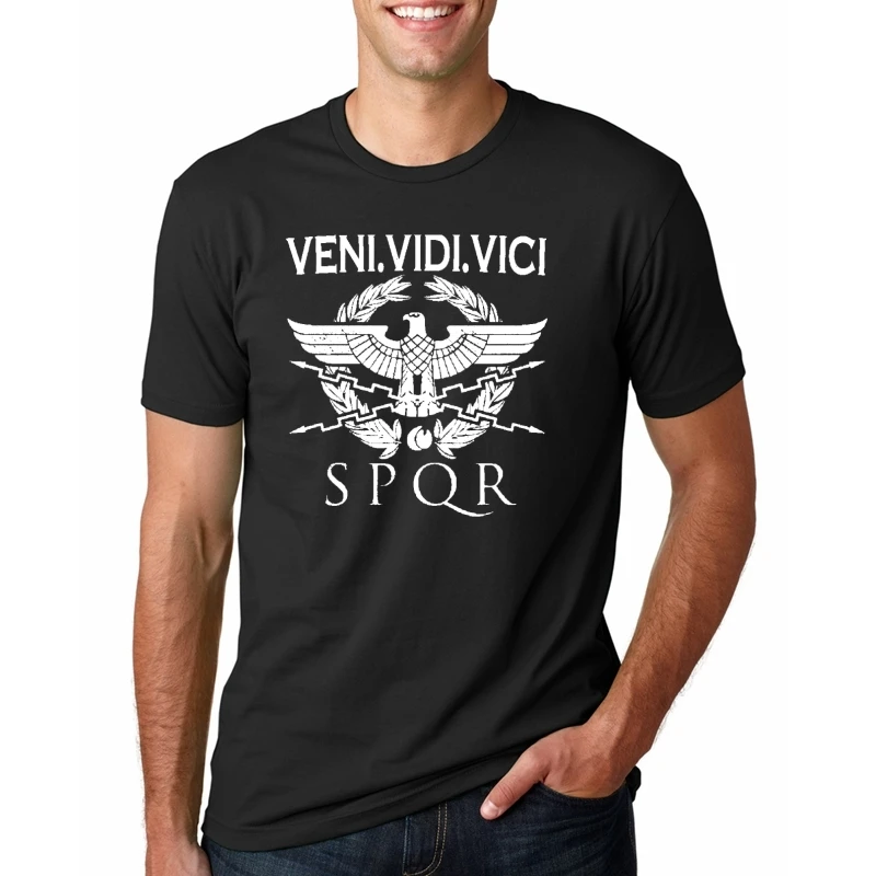 GILAG SPQR Roman Gladiator Imperial Golden Eagle T-Shirt Mens Casual Short O-Neck T Shirt Harajuku Tops Tees | Мужская одежда