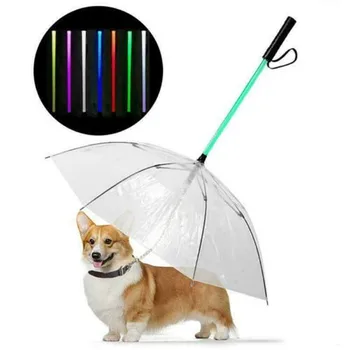 

Transparent Pet Dog Cat LED Umbrella Rain Snow Built-in Leash Portable Puppy Dry