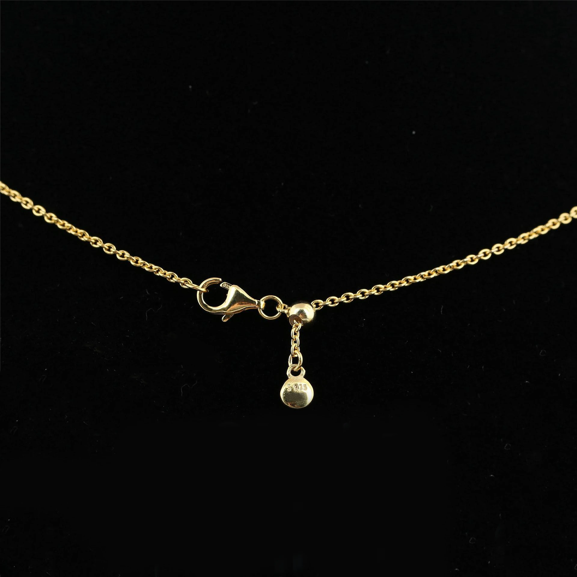 

Real 925 Sterling Silver Original Pandora Gold Shine Adjustable Chain Link Necklace For Women Charm Bead DIY Jewelry