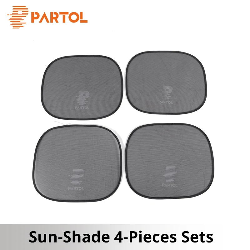 

Partol Black Gauze Portable Car Windows Sun Shade Automobile Side Windows Protective Sun Shade Sunlight Protection Covers 4pcs