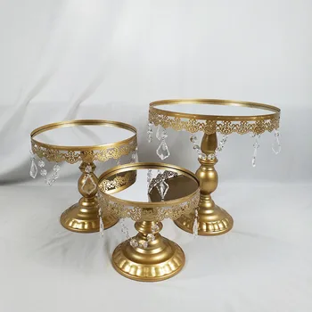 

3PCS/ Set New Gold Mirror Surface Wedding Dessert Tray Cake Stand Wedding Party Birthday Decoration Pan Cake Cookies Display