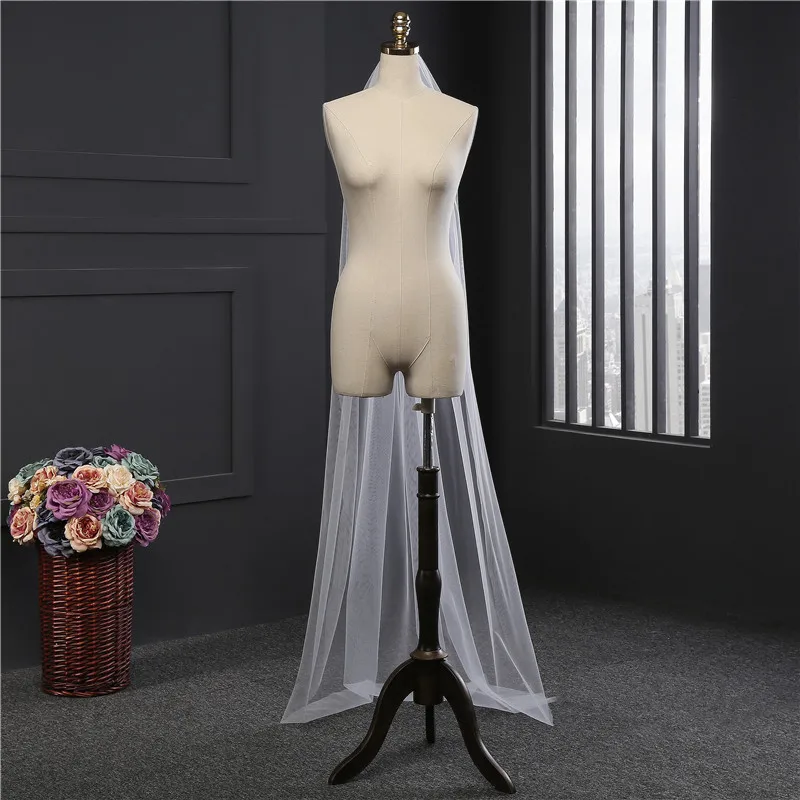 

2017 Cheap 2M Cut Edge Comb White Long Bridal Veils Cut Edge White One Layer Cheap Comb Long Wedding Veils 2017