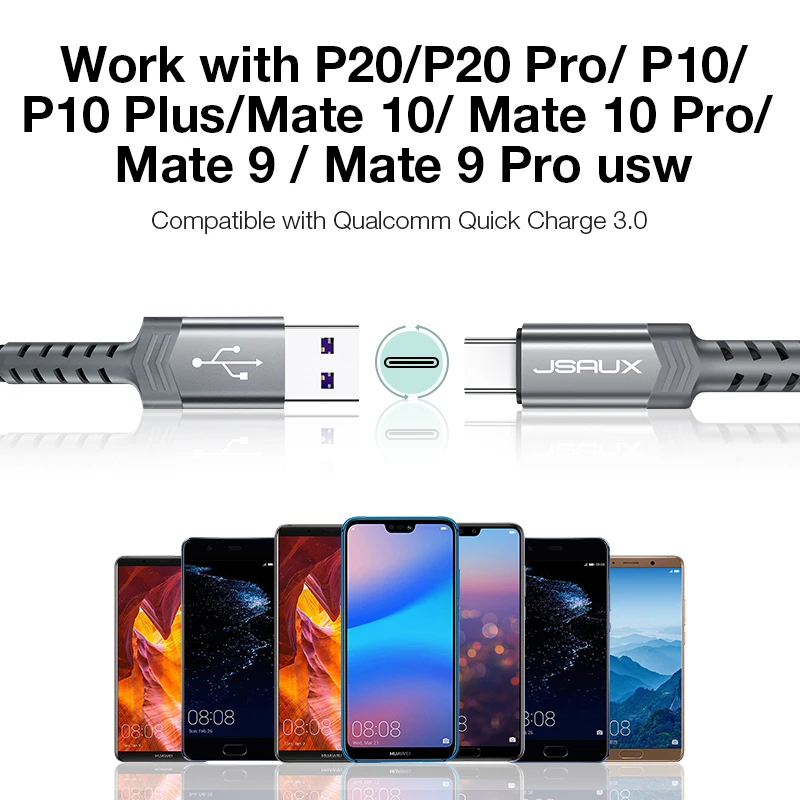 JSAUX usb type C кабель 5A Supercharged USB C кабель для huawei P30 P20 Pro Mate20 Lite Mate9 Mate10 Plus P9