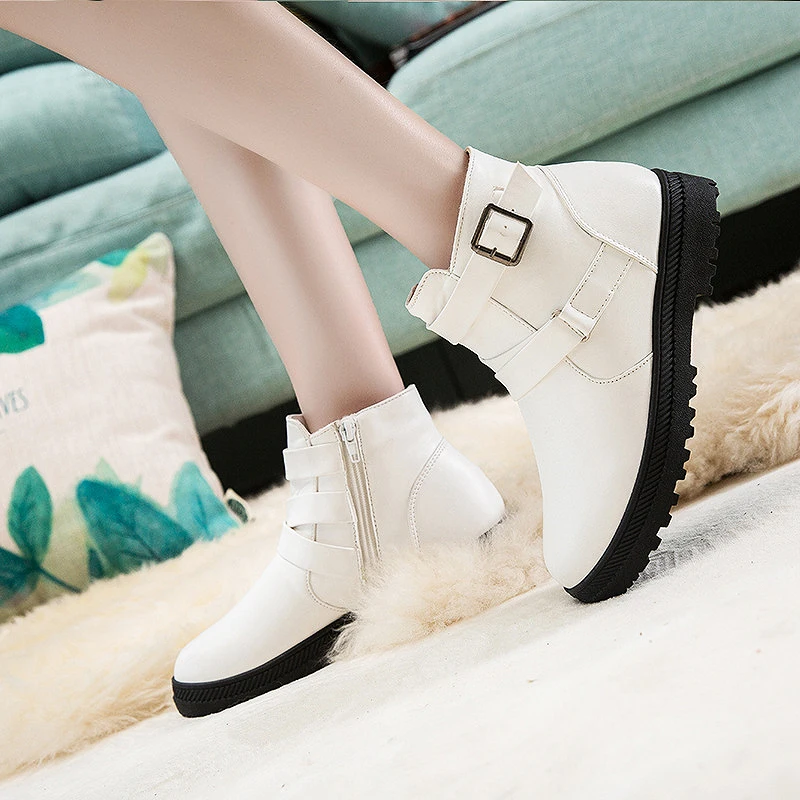 Boots women 2018 new fashion warm ankle boots for women solid color zipper doc martin boots flats women shoes winter botas mujer