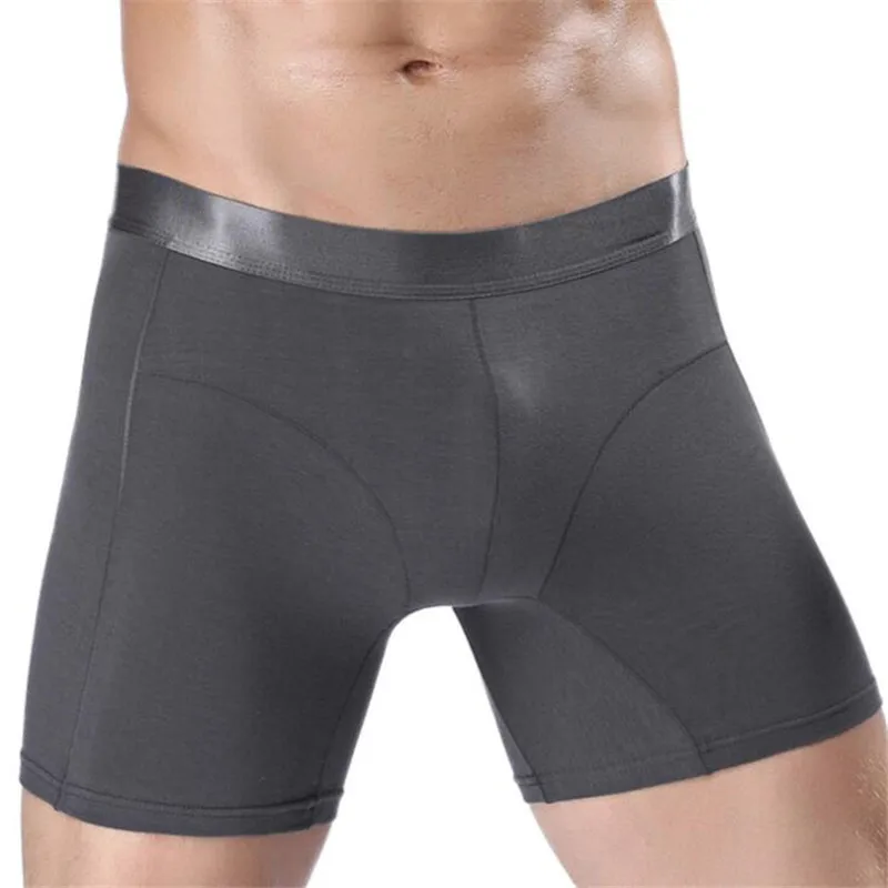 Men Fashion Ultra Thin Underwear Sexy Soft Cotton Boxer Shorts Half Length Solid U Convex Pouch
