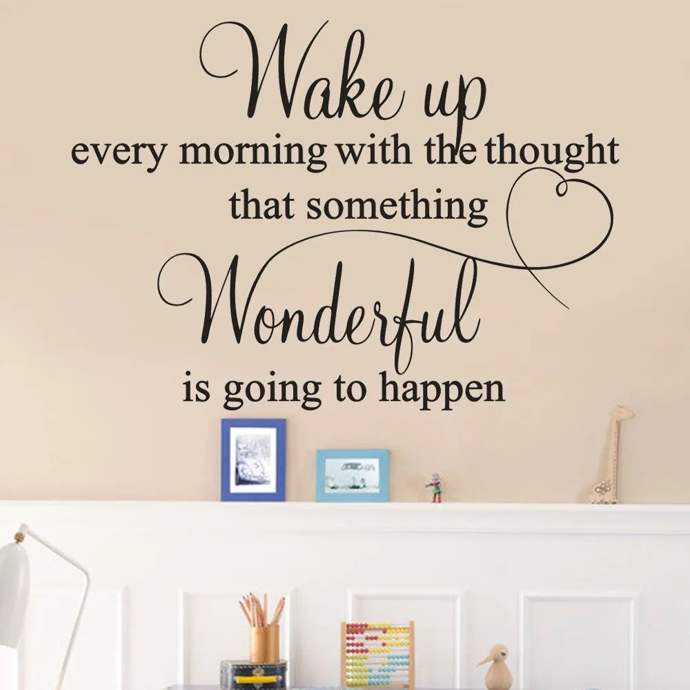 Просыпайтесь каждое утро с мыслью, что-то чудесное будет, цитируется Наклейки на стены спальни ПВХ Наклейки на стены