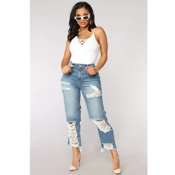 

women Sexy ripped jeans Girls gloria jeans with high waist ladies mom denim pants femme boyfriend jeans for Calca jeans feminino