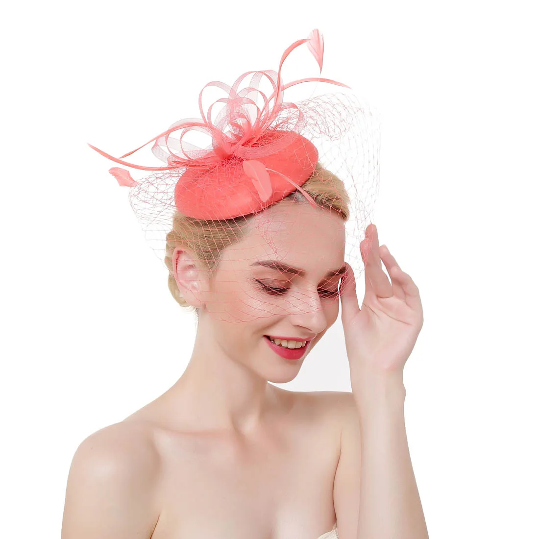 

Bride Fascinators Hat Flower Mesh Feathers on a Clip Headwear Women Tea Party Retro Fedoras Hats for Kentucky Derby