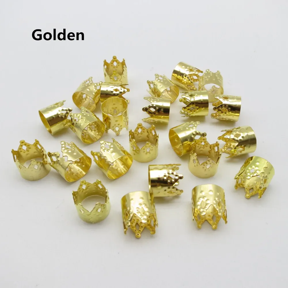 

200pcs-500pcs Golden/Silver Crown metal adjustable hair braid dread dreadlock beads cuff clip Micro Rings Accessories