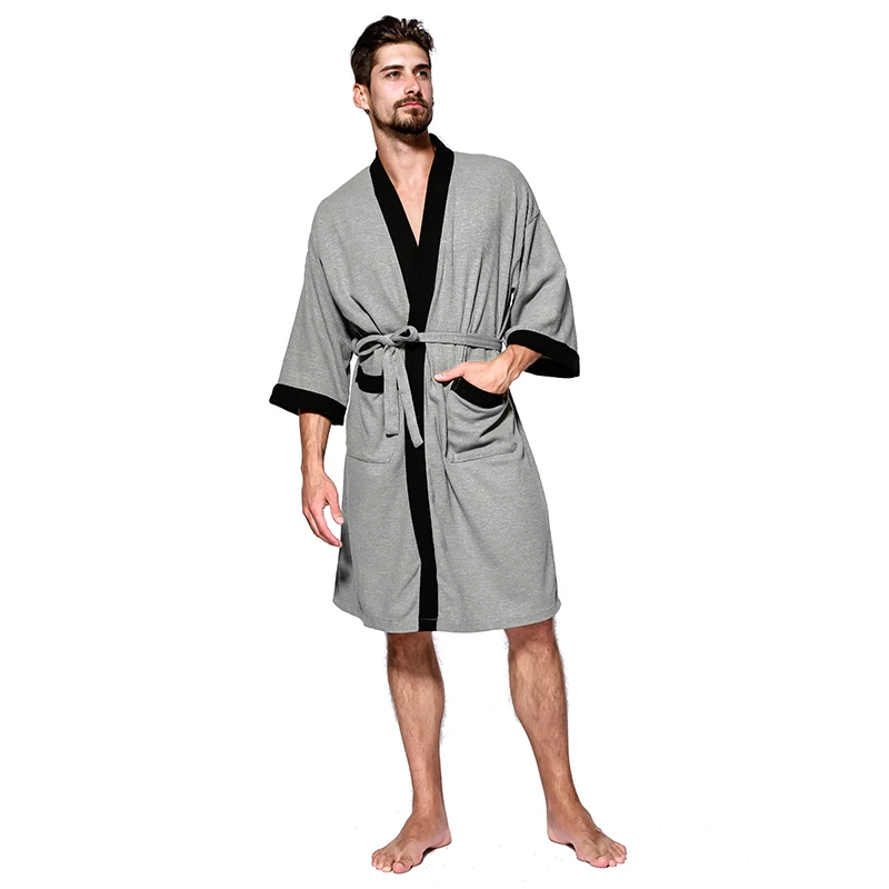 New 2018 men waffle cotton bathrobes men bathroom spa robes male plus size pajamas Traditional