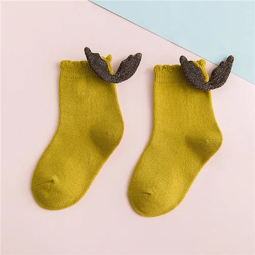 Lawadka/Детские носки с крыльями; хлопковые носки для малышей; детские носки принцессы для девочек и мальчиков; одежда для детей; аксессуары - Цвет: Цвет: желтый